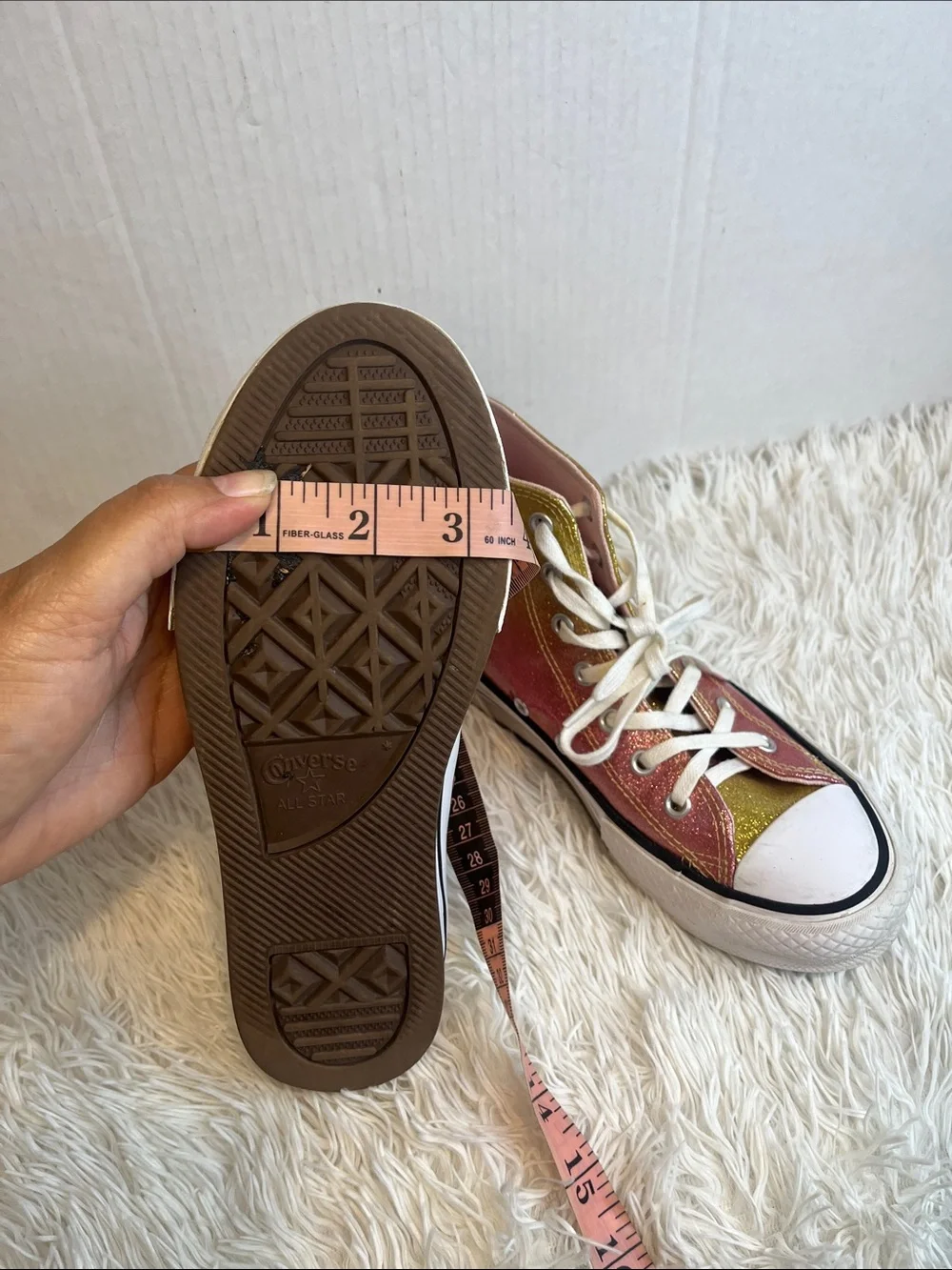 Converse Kids High Top Sneakers in Gold and Pink
